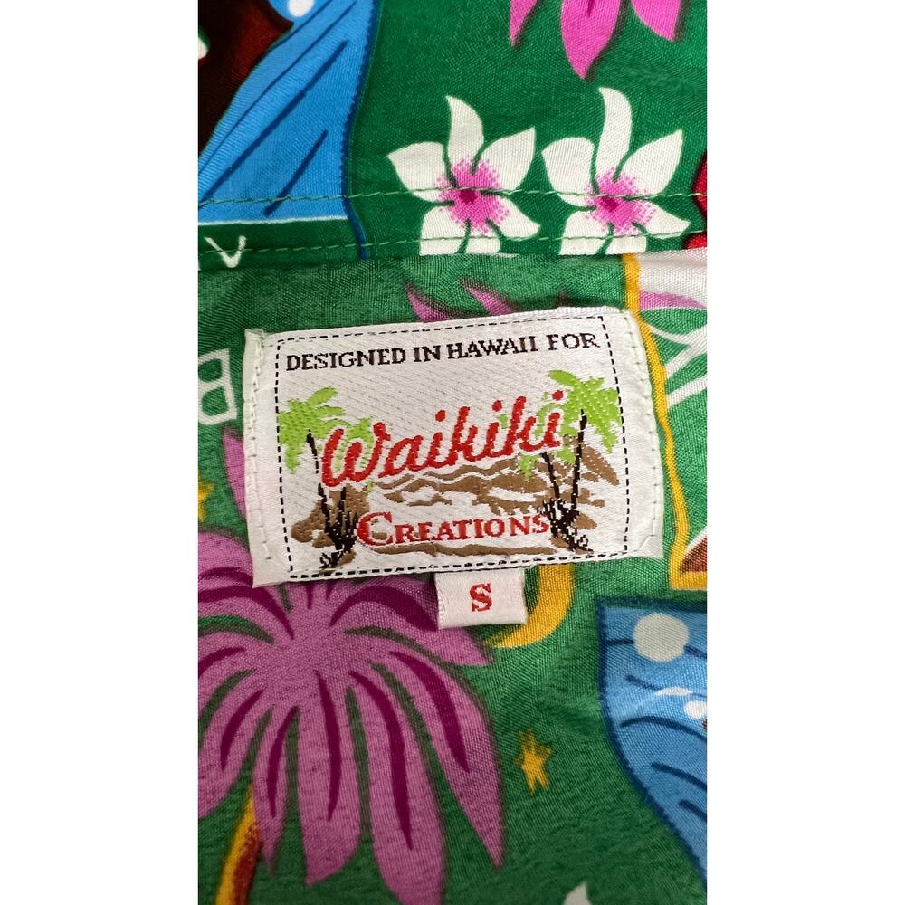 Vintage Waikiki Creations Shirt Mens S Hawaiian Aloha Vacation Button Up PRINT - Picture 3 of 4
